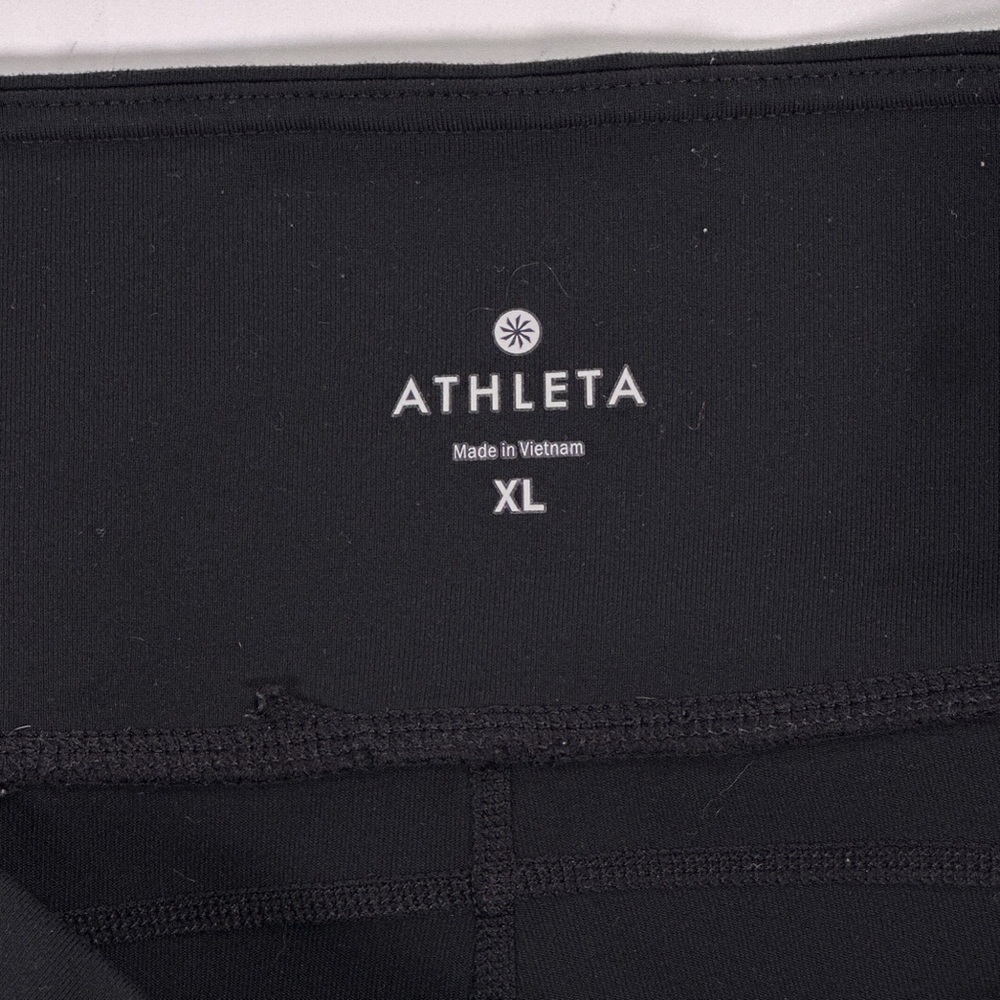 Athleta Women’s Meshblock Cropped Pocket Leggings Black Mesh Panel Workout XL - Picture 7 of 15